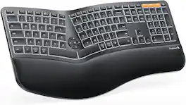 ProtoArc - Wireless Bluetooth Keyboard , Backlit Ergonomic Bluetooth Keyboard - Black