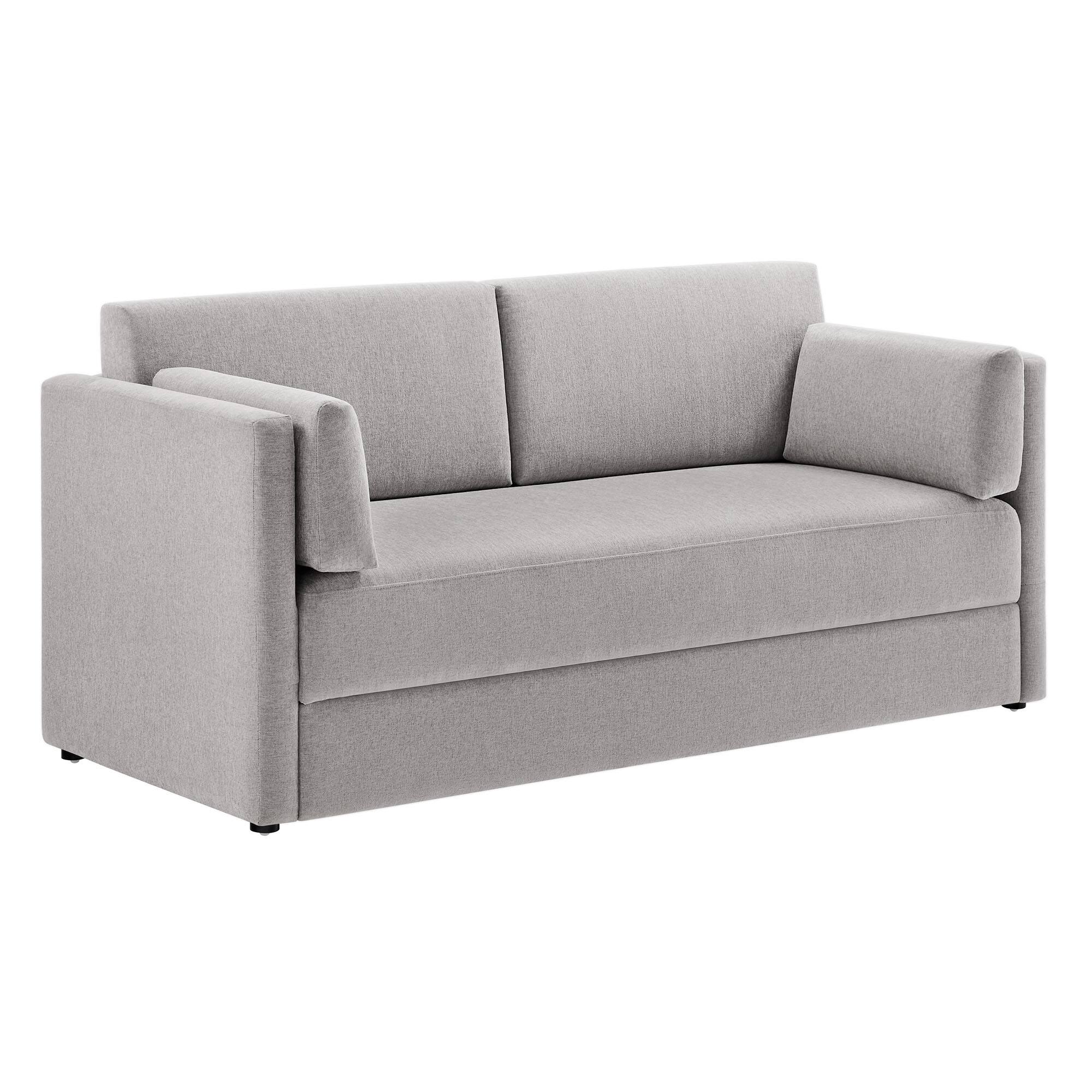 Angle. Modway - Linden Upholstered Heathered Chenille Sofa by Modway - Taupe.