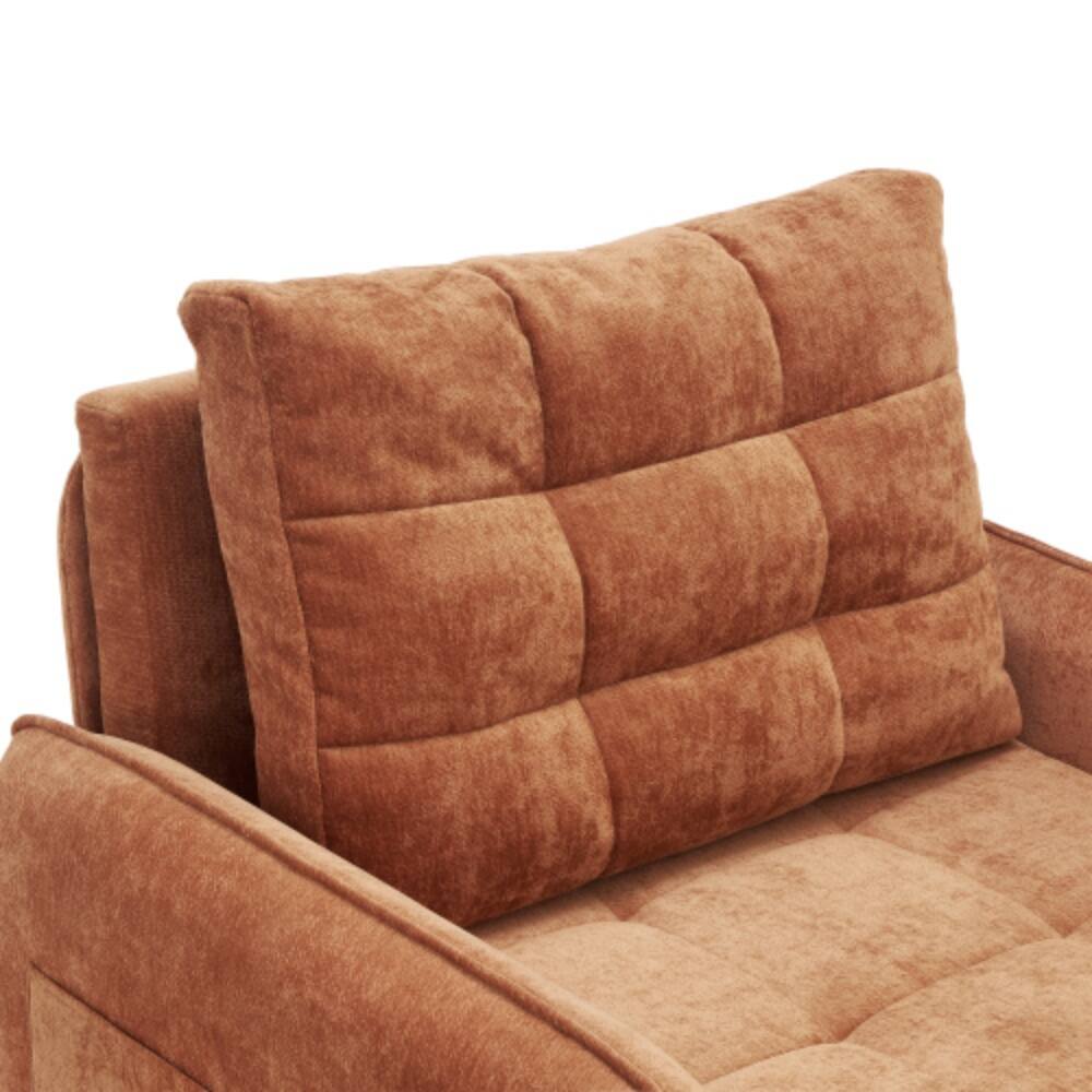 Alt View 5. LUCKY ONE - 80" 3-in-1 Extra Long Pull-Out Sleeper Chair Bed w/ USB Charging Storage Pockets & Box - Orange.