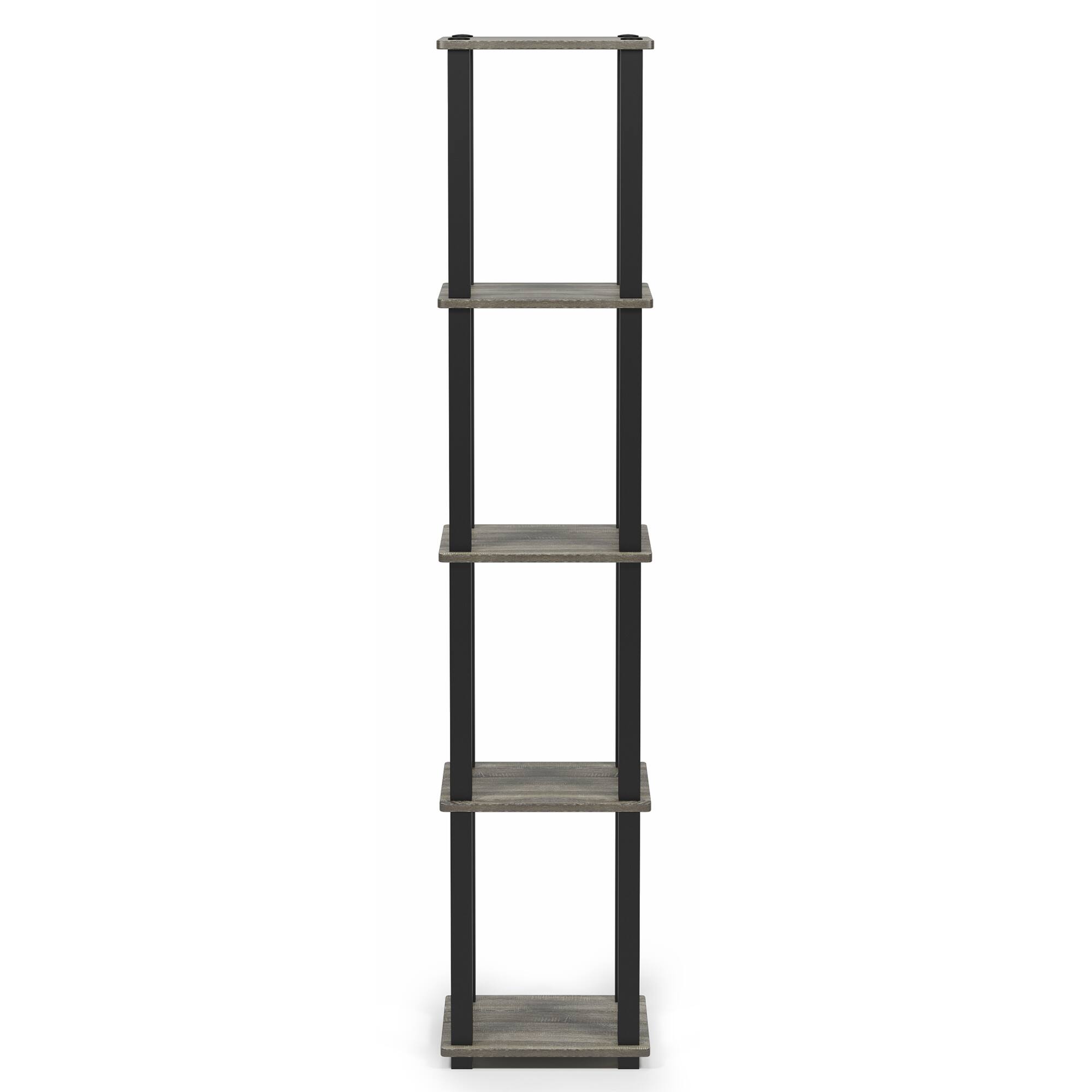 Alt View 2. Furinno - Turn-S-Tube 5-Tier Corner Square Rack Display Shelf with Square Tube, French Oak/Black - French Oak/Black.