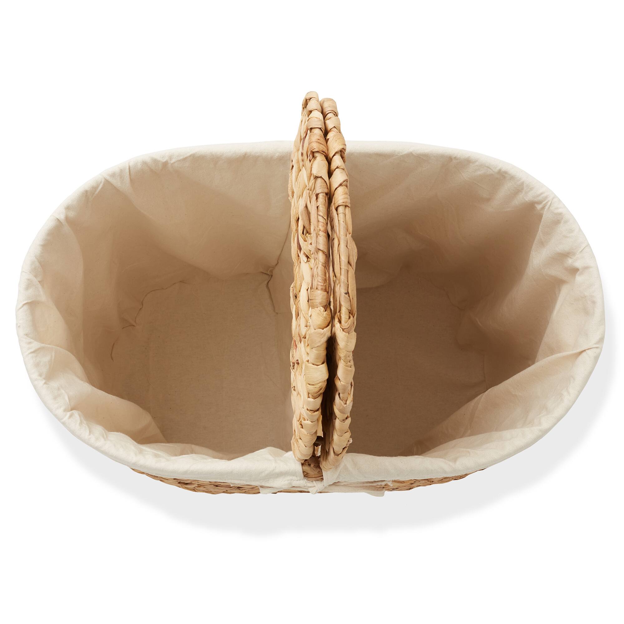 Alt View 5. Casafield - 2-Section Oval Laundry Hamper Basket w Lids and Liner Bags for Clothes - Natural.