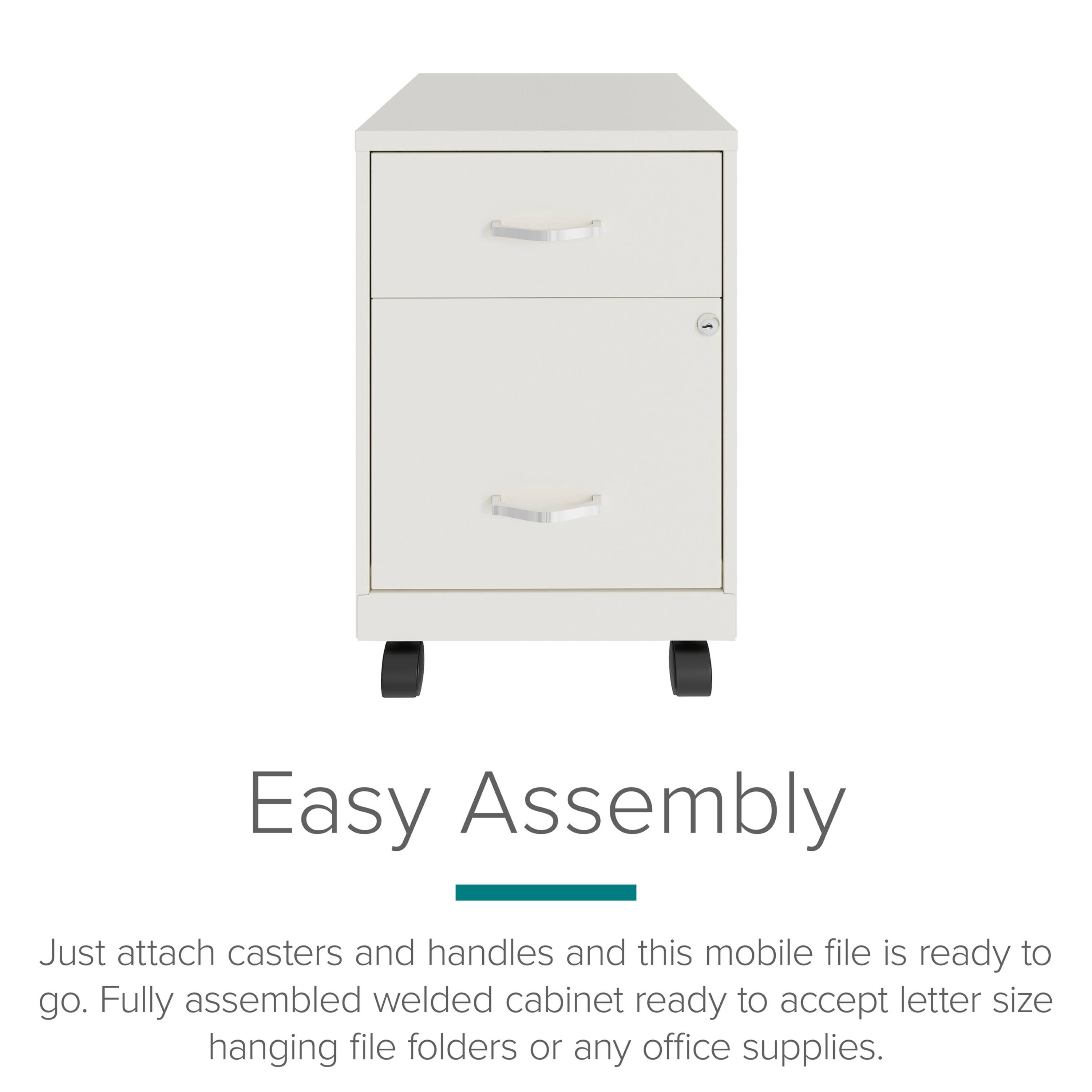 Easy Assembly

Just attach casters and handles and this mobile file is ready to go. Fully assembled welded cabinet ready to accept letter size hanging file folders or any office supplies.