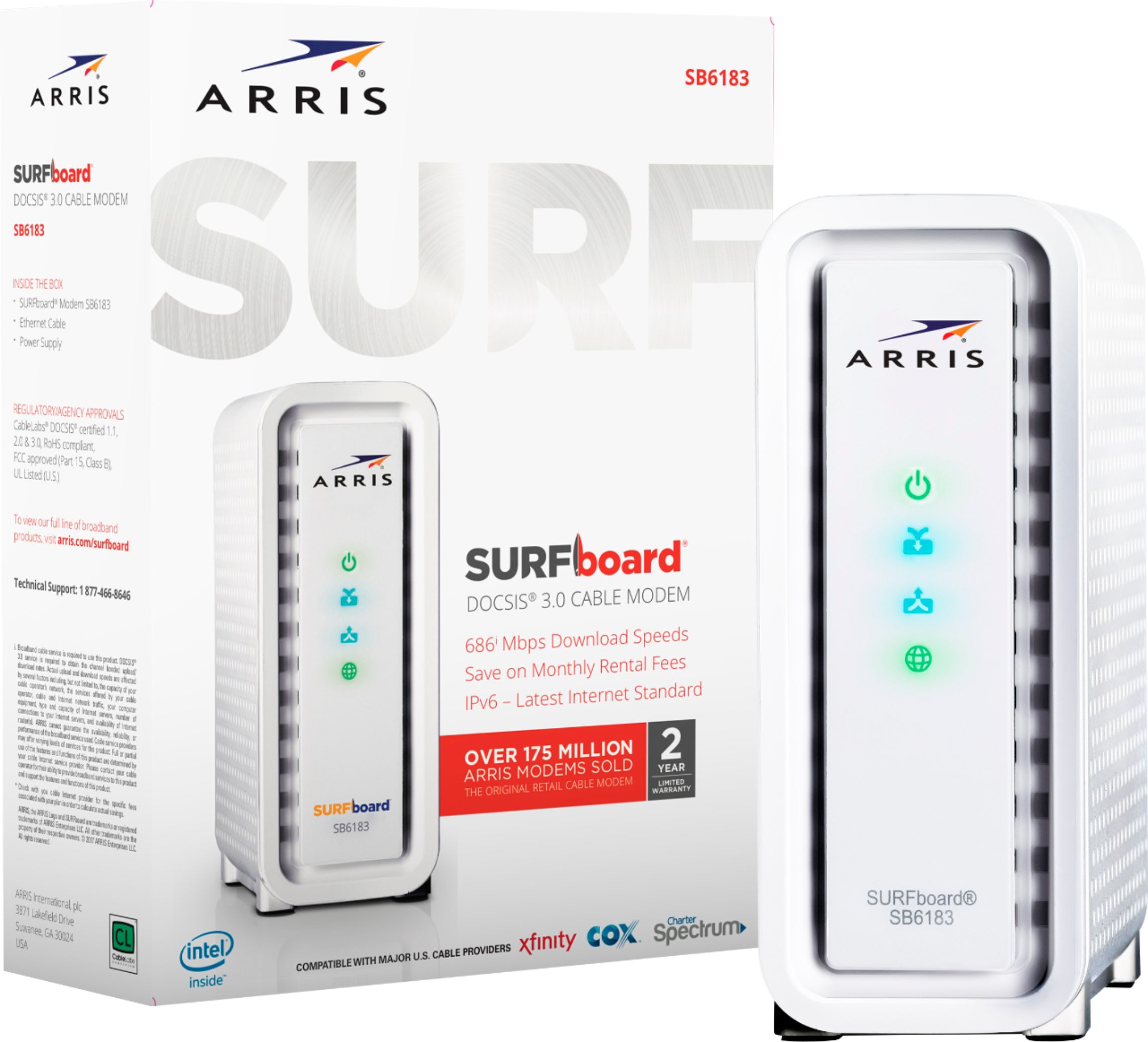 ARRIS SURFboard 16 x 4 DOCSIS 3.0 Cable Modem White SB6183 - Best Buy