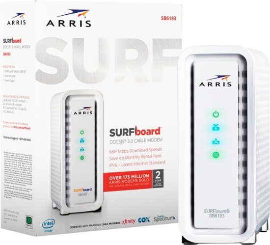 Front Zoom. ARRIS - SURFboard 16 x 4 DOCSIS 3.0 Cable Modem - White.