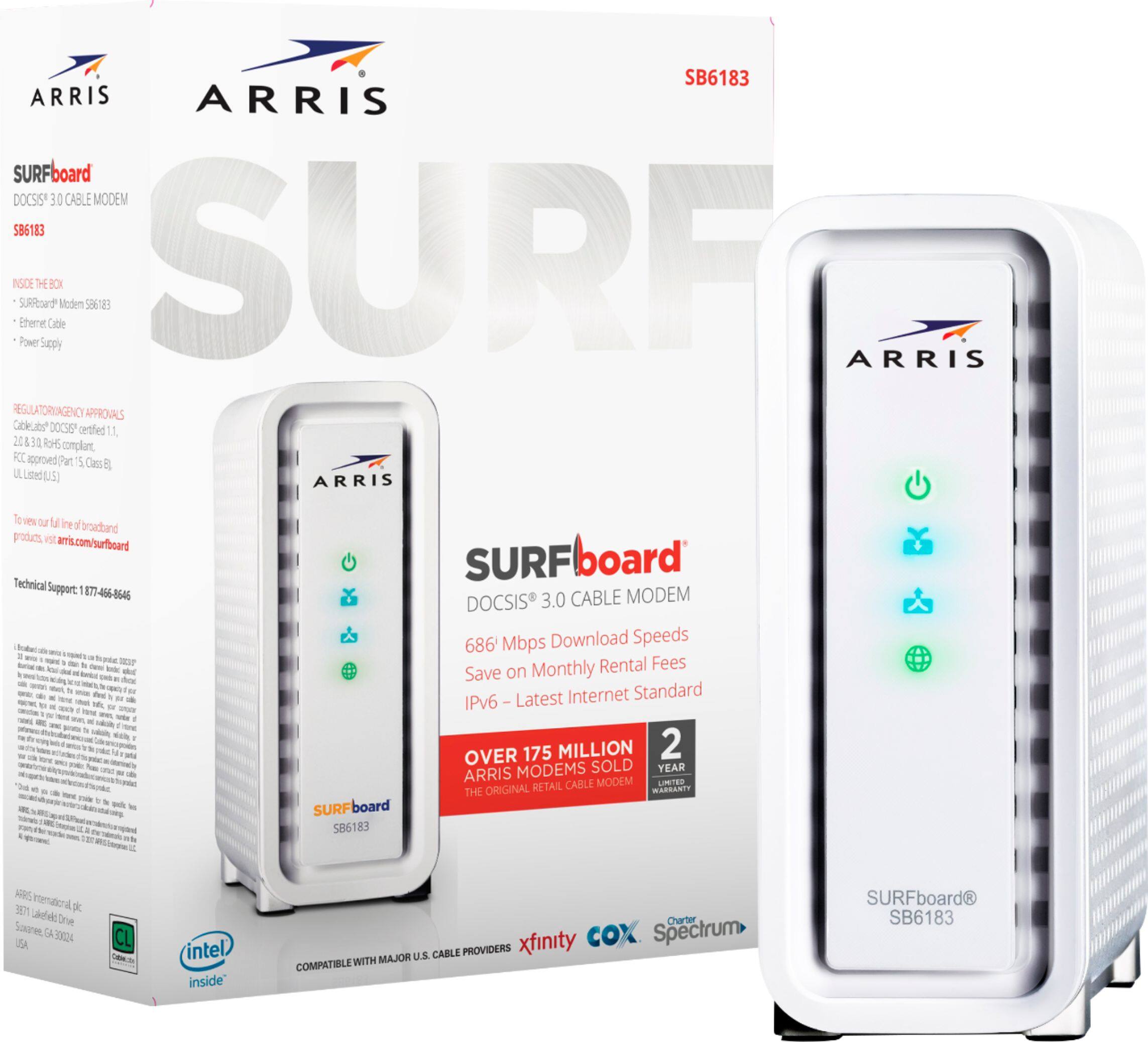 Alt View 11. ARRIS - SURFboard SB6183 16 x 4 DOCSIS 3.0 Cable Modem - White.