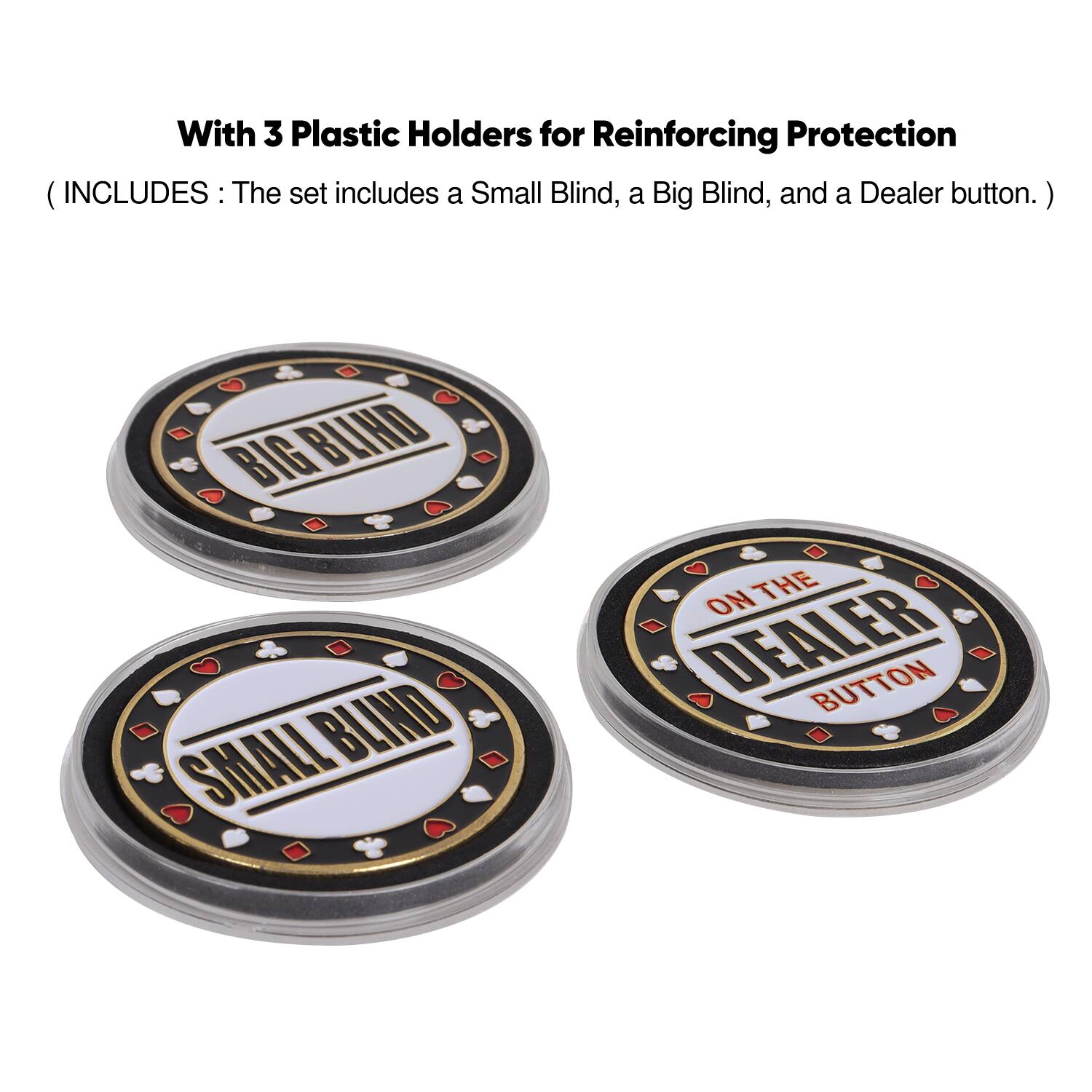 BIG BLIND, SMALL BLIND, ON THE DEALER BUTTON