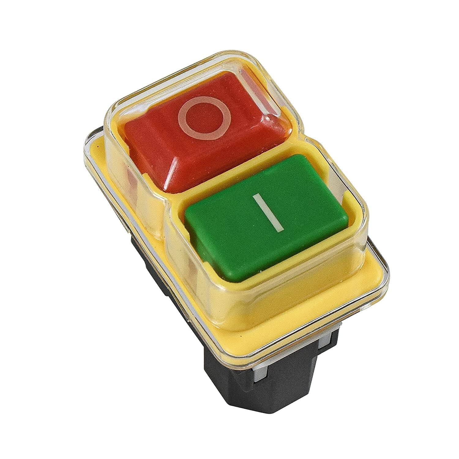 Left. HQRP - On-Off Electromagnetic 4-Pin Start Switch 16 A 120 V UL Listed for KEDU KJD17B Tools - yellow.