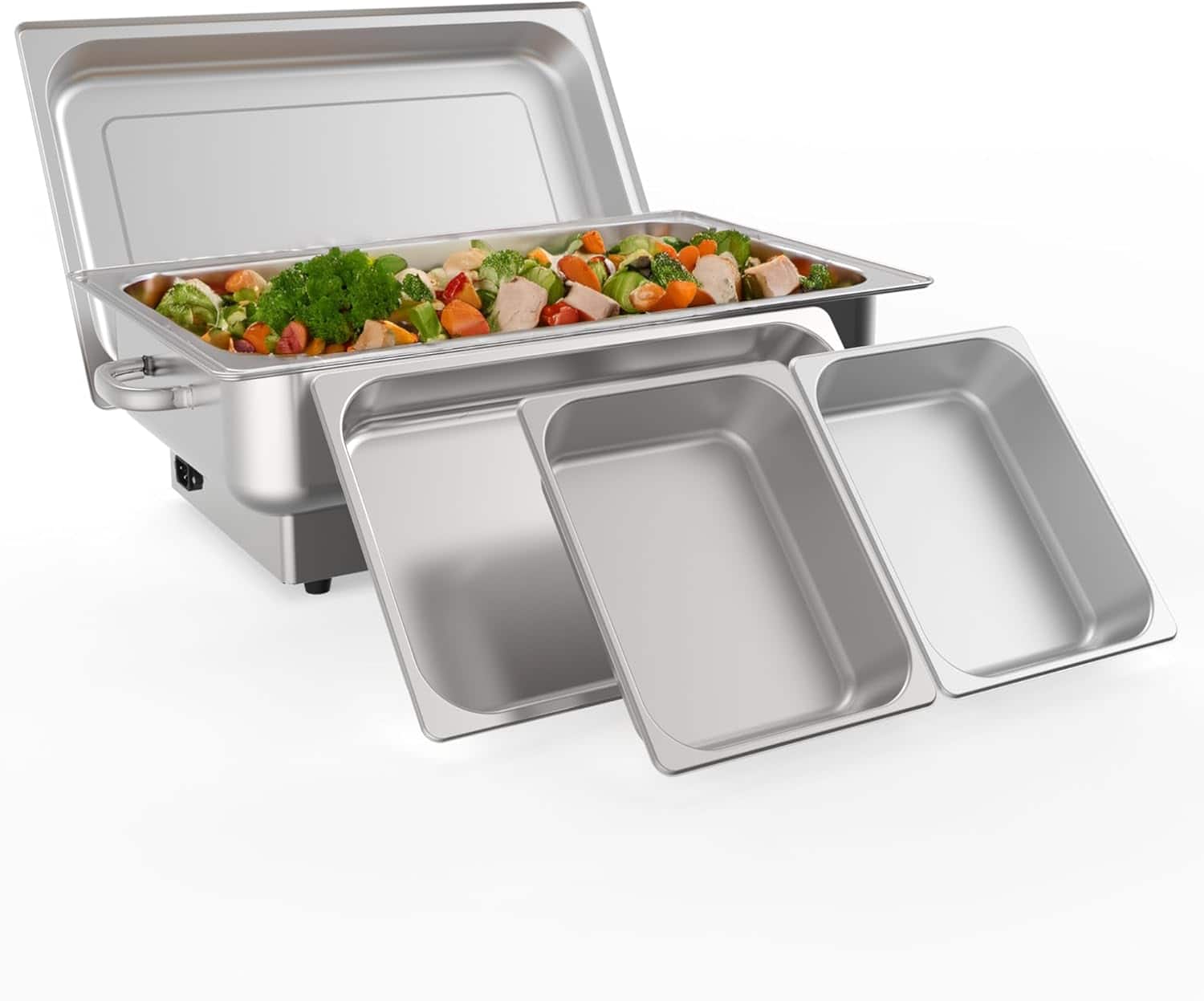 GARVEE - Electric Chef Chafing Dish Buffet Set 9QT Buffet Servers and Warmers Digital Display Temperature - Silver