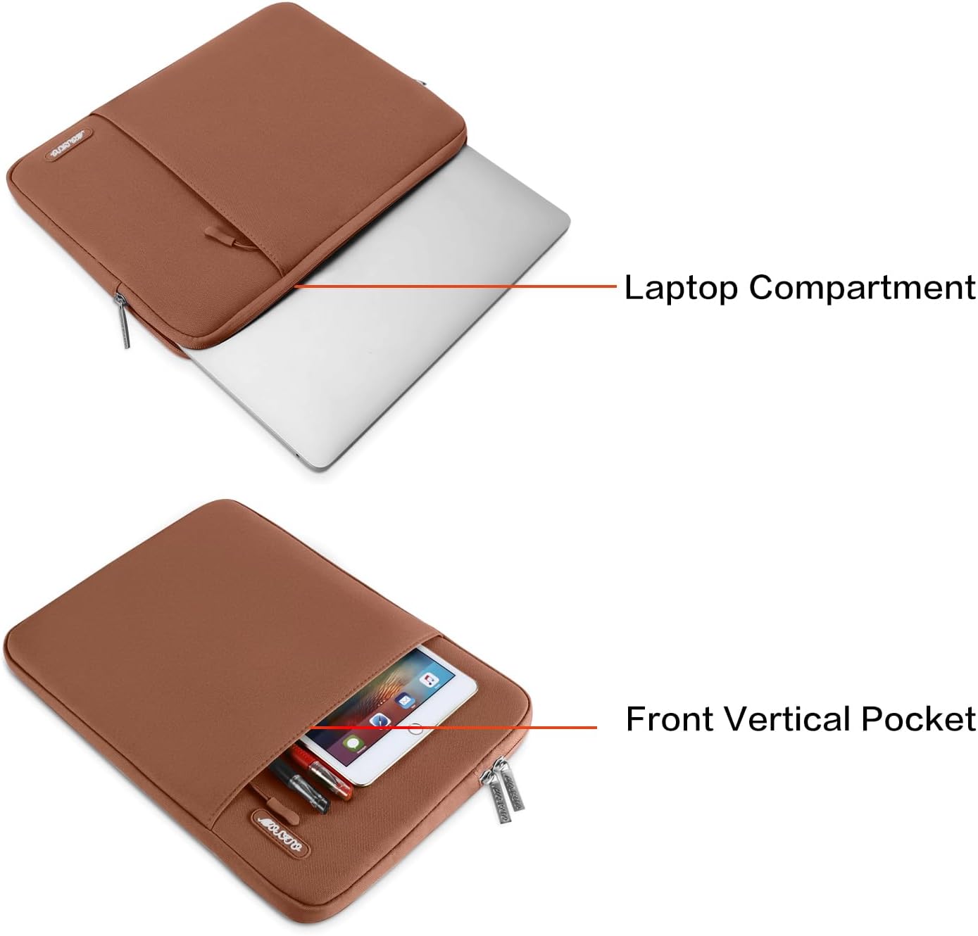 A Laptop Compartment  
E Front Vertical Pocket
