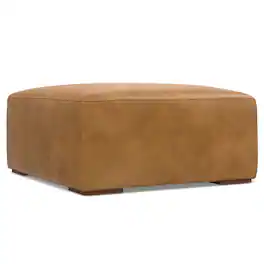 Simpli Home - Rex Ottoman in Genuine Leather - Sienna
