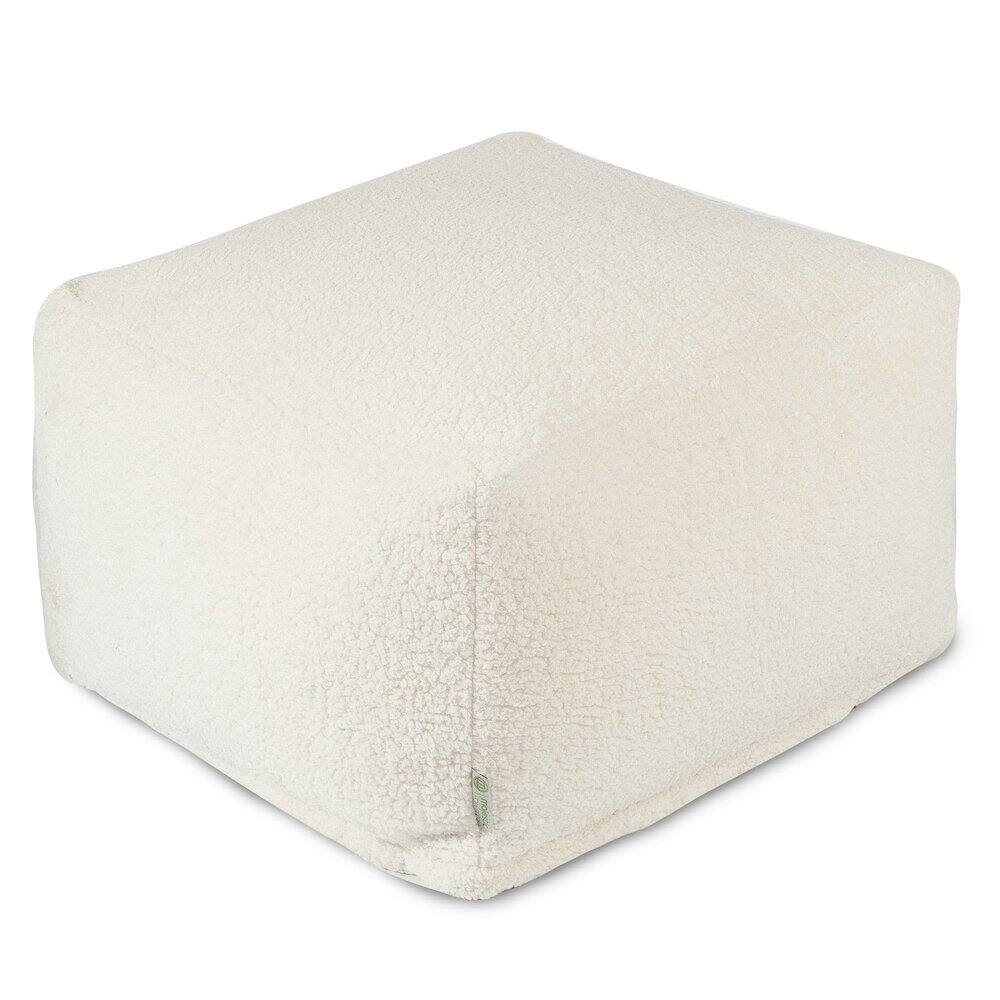 Front. Majestic Home - Ottoman Pouf Sherpa Cream - Beige.