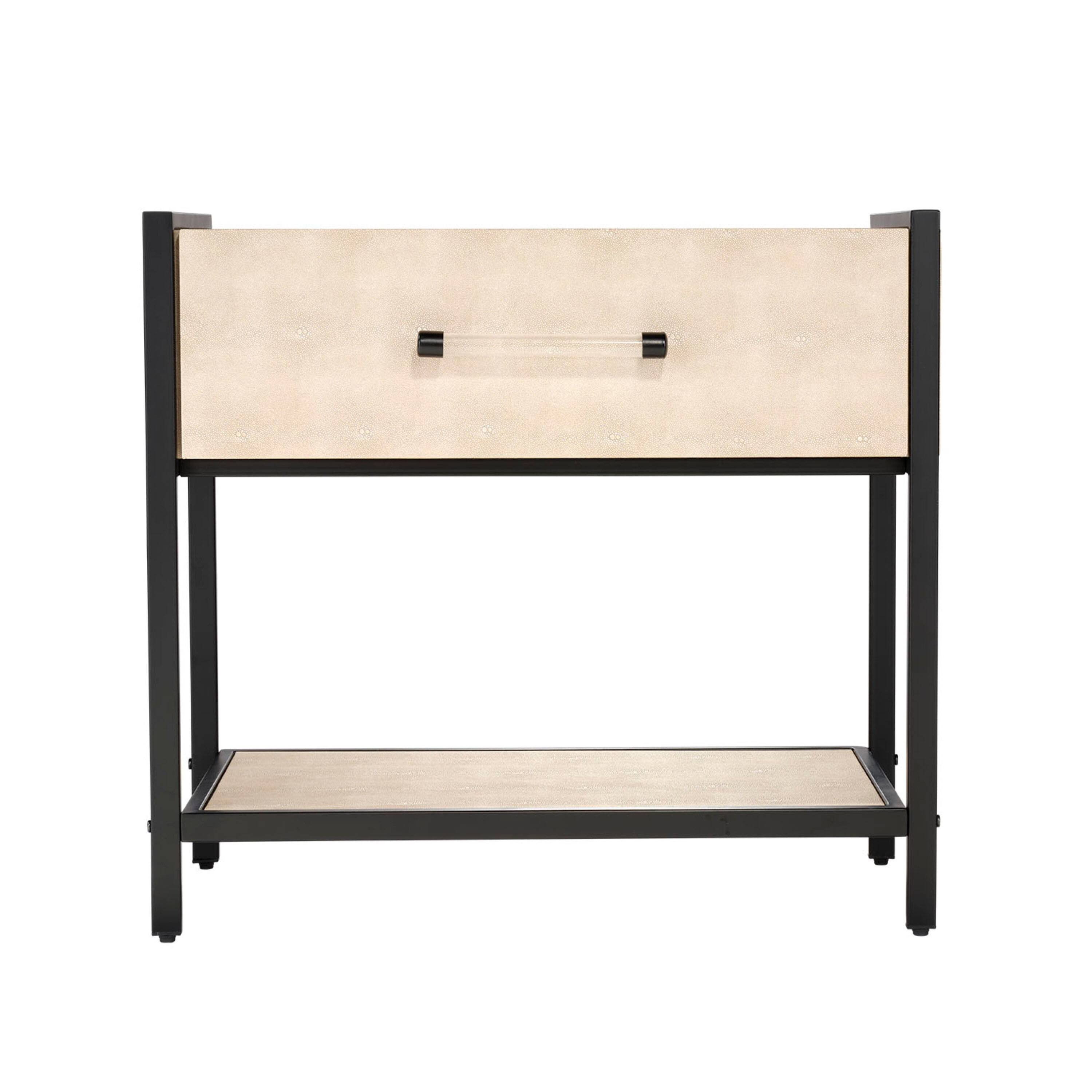 Manhattan Lane Caz Side Table, 1 Drawer, Faux Shagreen Leather, 26 Inch ...