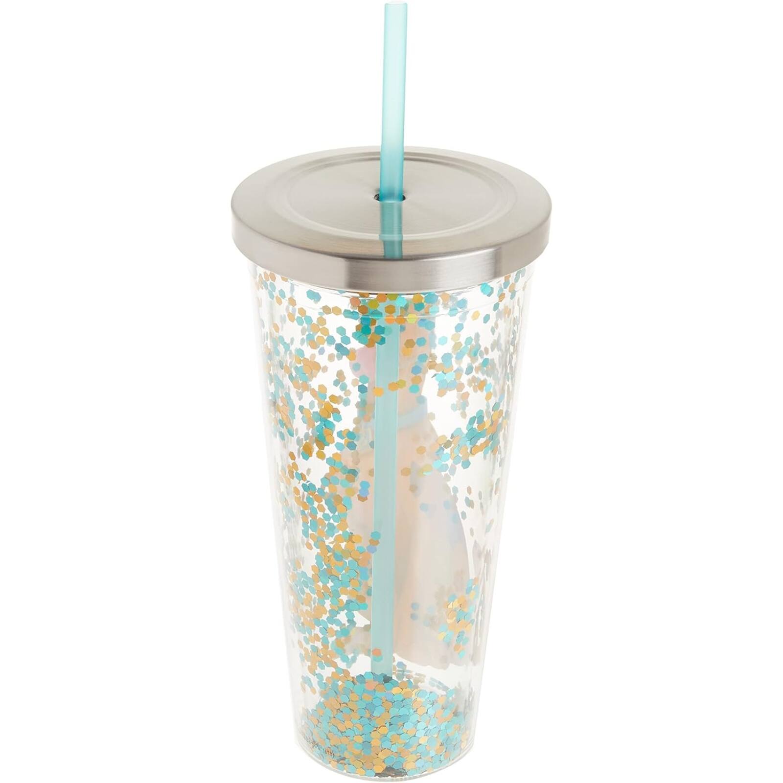 Left. Spoontiques - Spoontiques Scooby Doo Double Walled Insulated Acrylic Tumbler Glitter Cup with Straw 20 ounce - Multicolor.