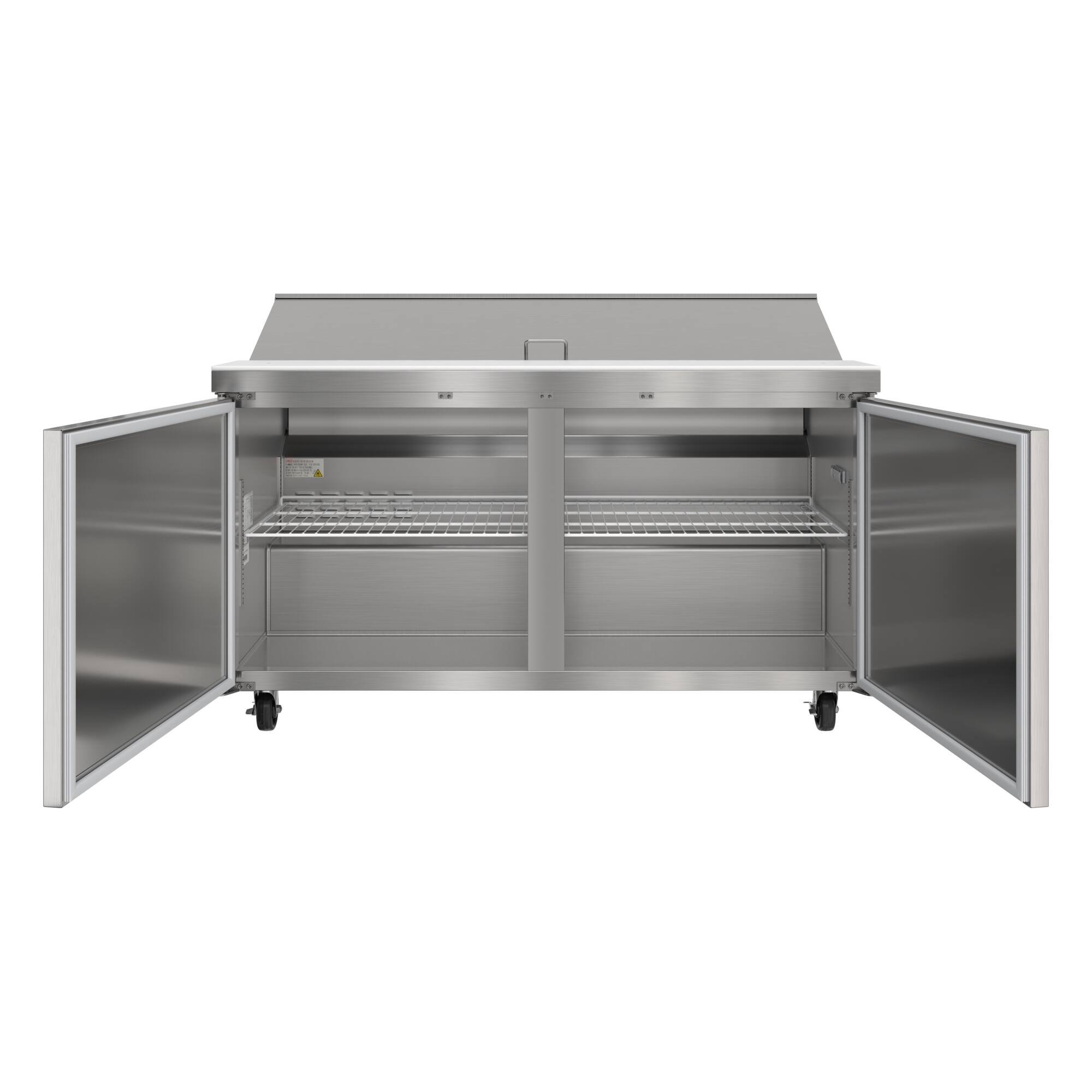 Alt View 4. Koolmore - 60 in. Commercial 2-Door Refrigerated Salad and Sandwich Prep Table, 16 Pan Capacity and 18.4 Cu. Ft. of Storage - Stainless steel.
