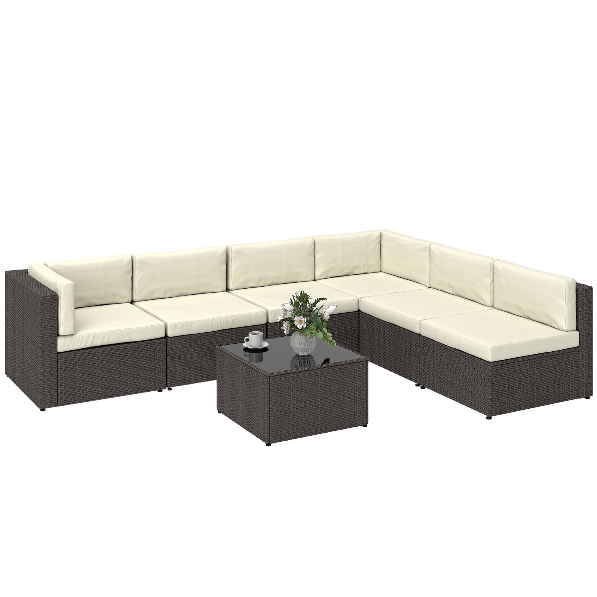 Front. Outsunny - Piece Patio Furniture Set - Cream White.