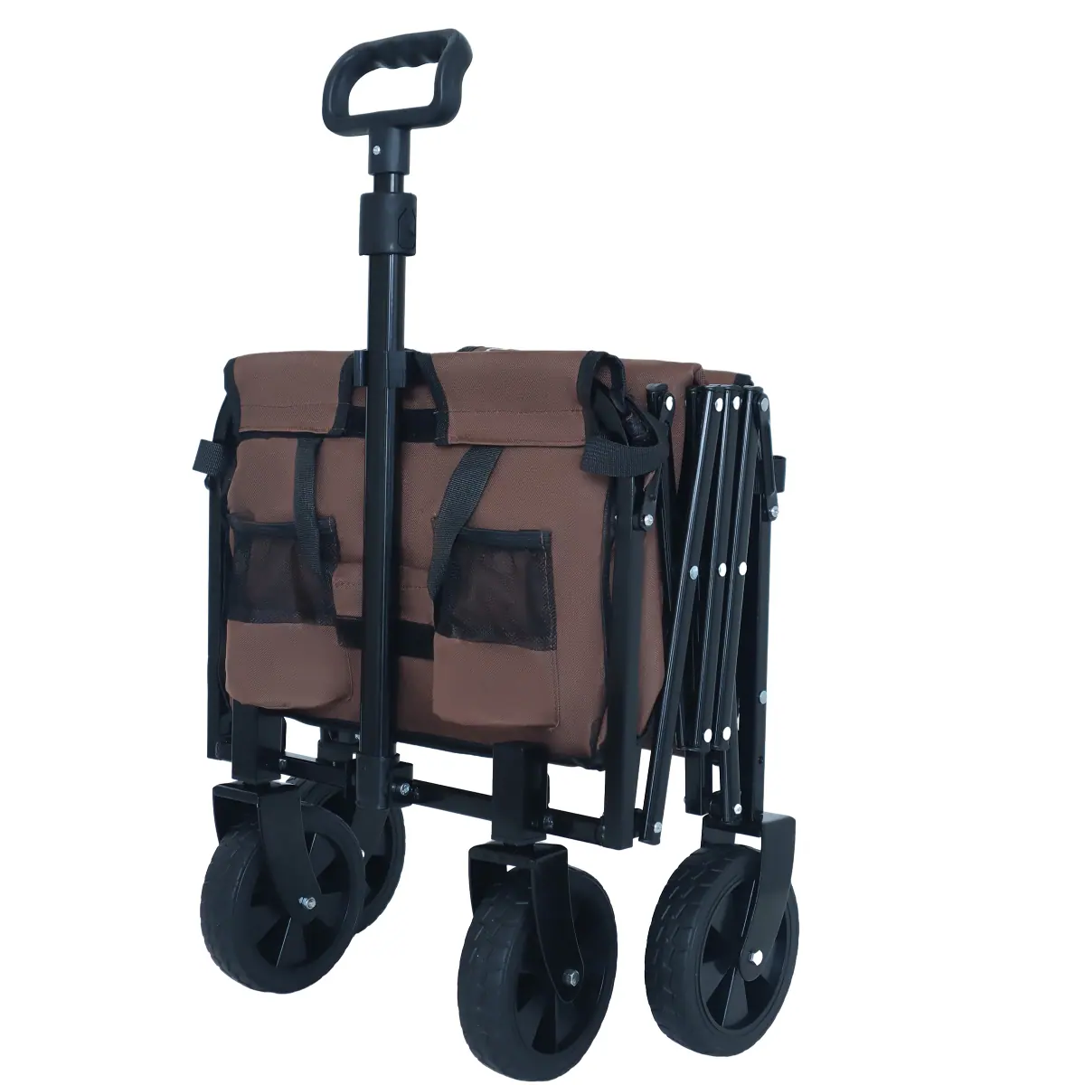 Alt View 10. Loheer - Loheer Expandable Dual Layer Utility Wagon, 225 lb Capacity Folding Cart with Swivel Wheels, Brown.