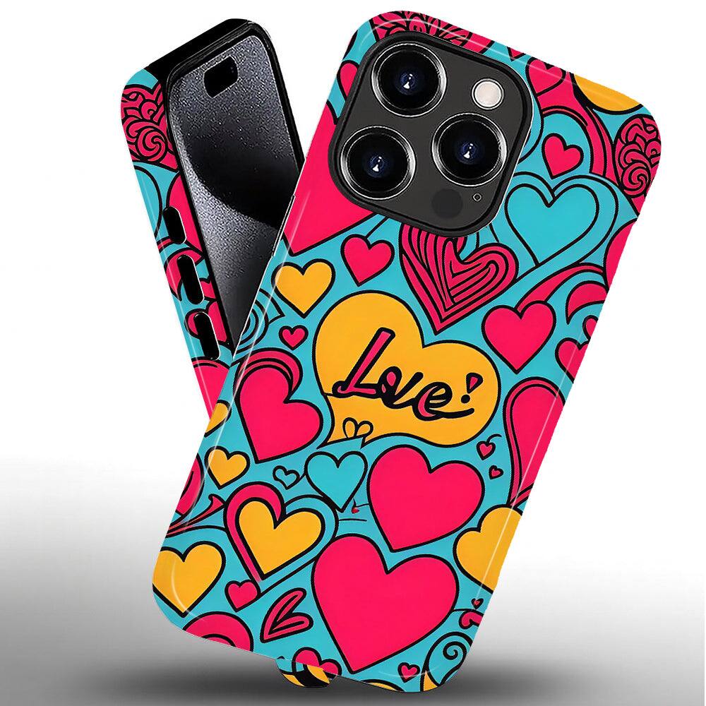 Alt View 1. BUBM - Smartphone Case for iPhone - 2-Layer Durable Smartphone Protection Case - Love in Color - Love in Color for iPhone 16 Pro Max.