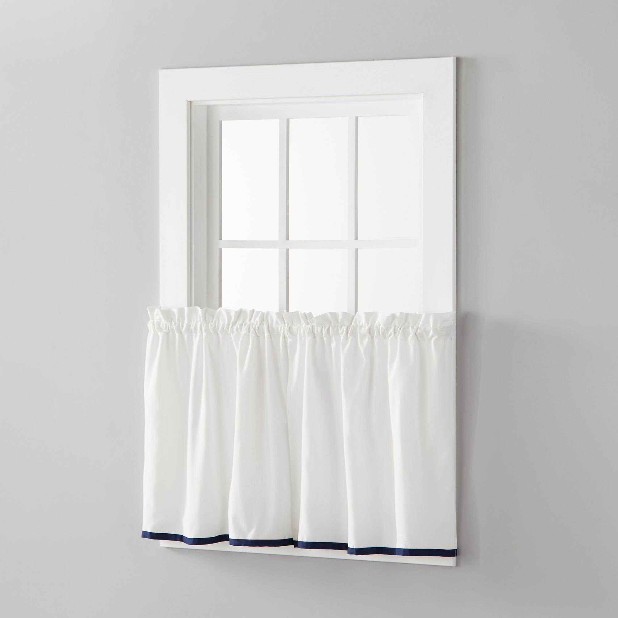Angle. SKL Home - Saturday Knight Ltd Manor Versatile Tailored Window Tier - 2 Piece - 57" x 24" Navy - Navy.