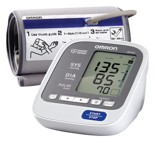 Best Buy: Omron 7 SERIES Advanced Accuracy Upper Arm Blood Pressure Monitor  White/Silver BP760N