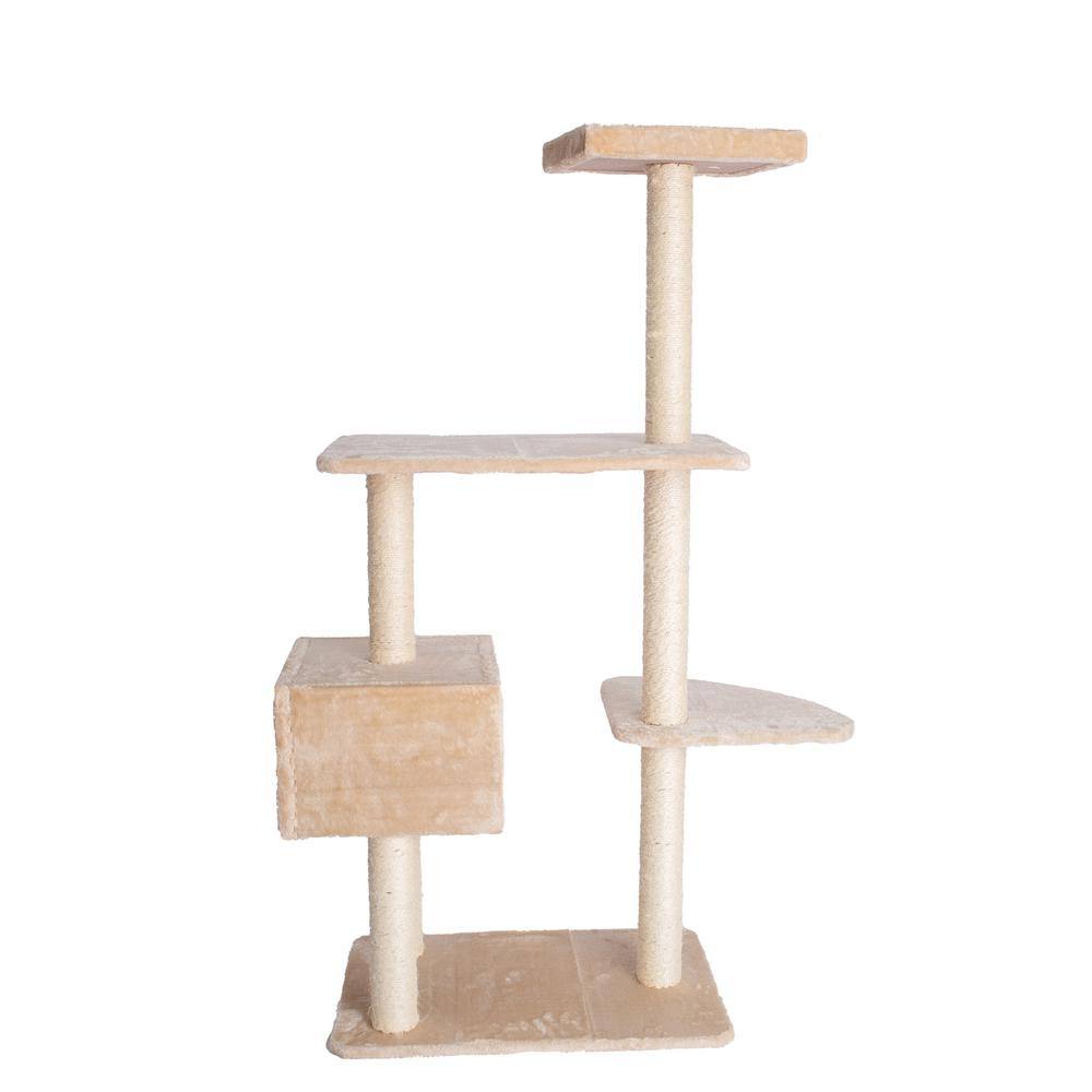 Alt View 4. Armarkat - 57Inch Real Wood Cat Tree In Beige With Playhouse And Perch - Beige.