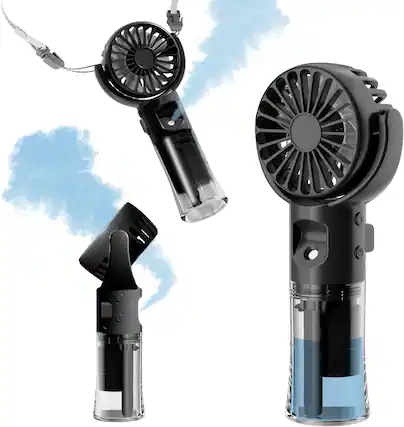Front. BEARSOLIM - Handheld Misting Fan Rechargeable Battery Operated Portable 4 Speeds & 55ml 360° Swiveling for Travel Camping Outdoor - Black.