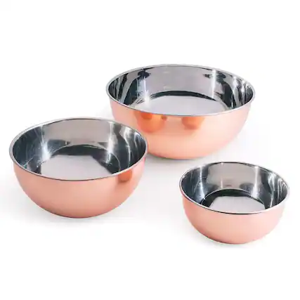 Front. Kings County Tools - 3 Piece Mixing Bowl Set - Copper.