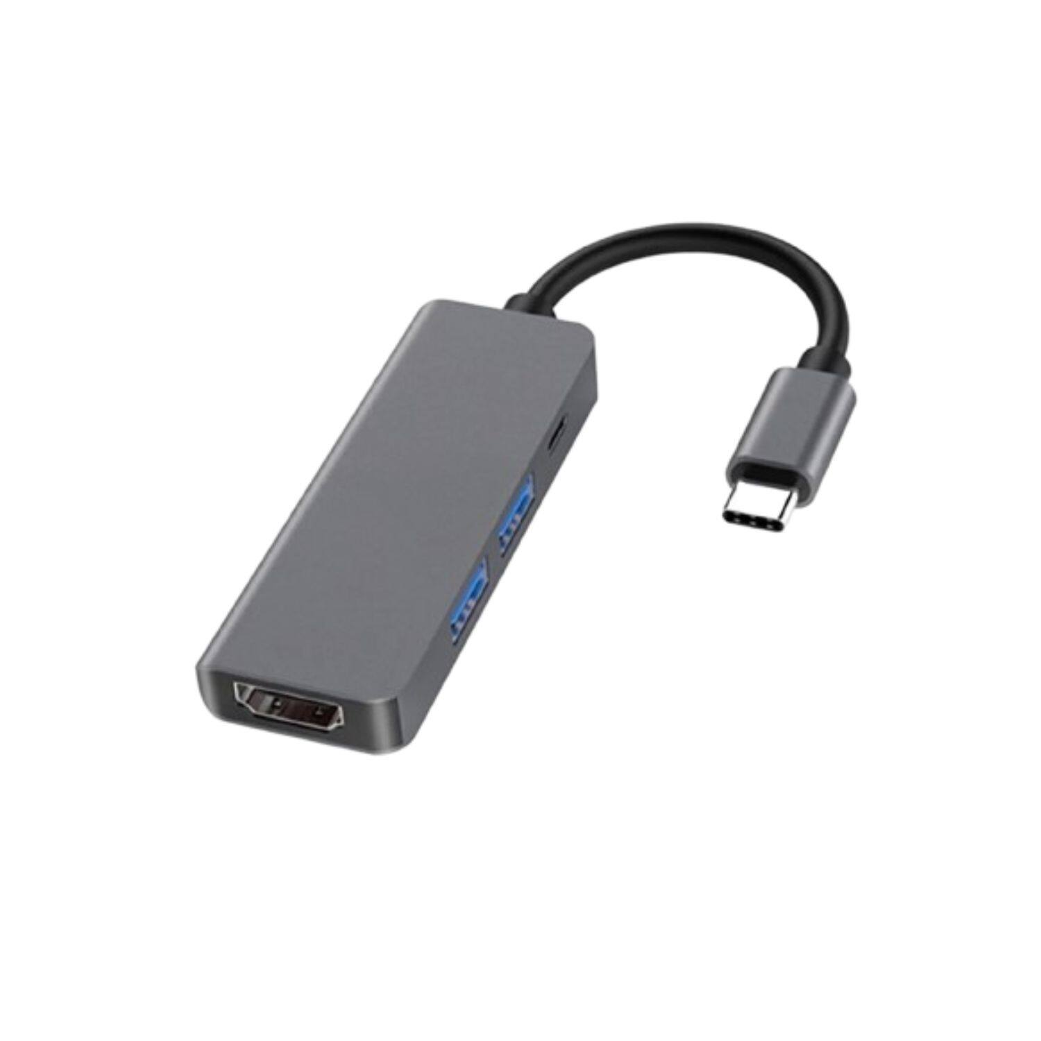 Left. Stock Preferred - 4-in-1 USB-C Hub with 4K HDMI, 2 USB 3.0 & PD Charging.