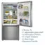 The text on the image reads: "18.6 cu. ft. 1 adjustable glass shelf 2 fixed glass shelves 2 crisper drawers 5 door trays Recessed handle." This information describes the features of a refrigerator, including its size, adjustable shelf, fixed shelves, crisper drawers, and door trays. The recessed handle is also a notable feature of this refrigerator.