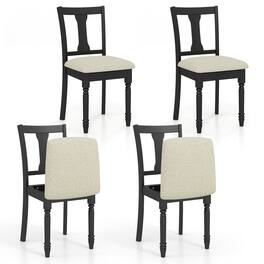 Gymax - Set of 4 Upholstered Wooden Dining Chair w/ Seat Storage Space Black - Black + Beige