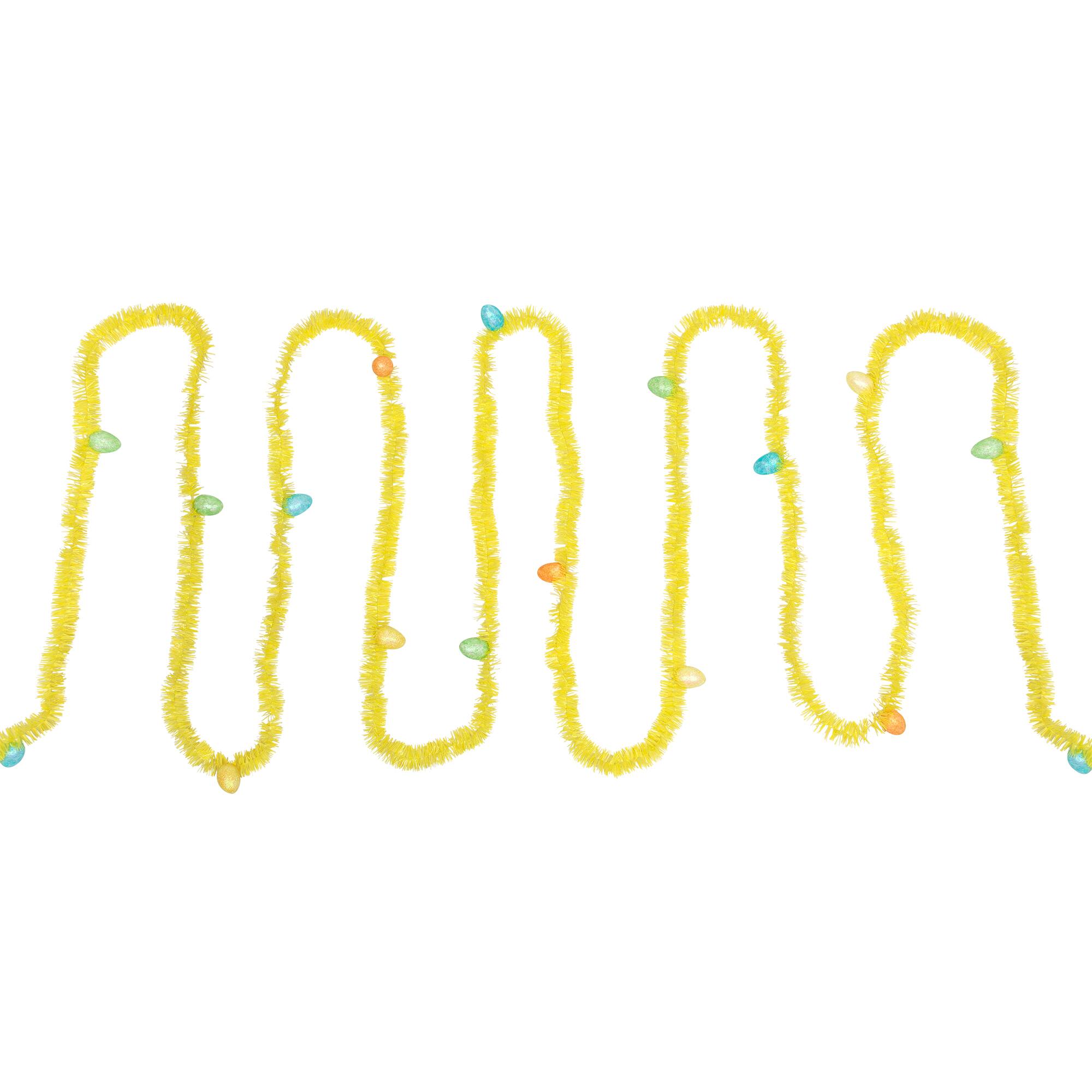 Alt View 4. Northlight - Tinsel Garland with Easter Eggs - 25' - Yellow - Yellow.