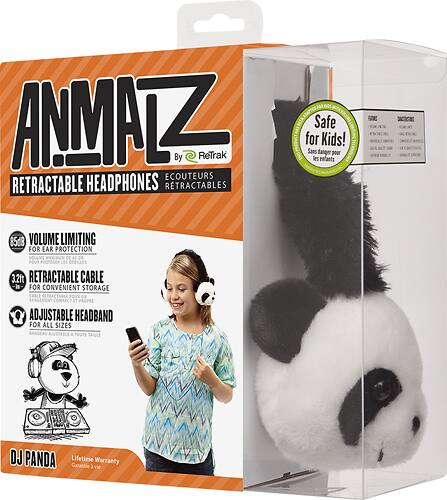 Alt View 11. ReTrak - Animalz Panda Over-the-Ear Headphones - Black/White.