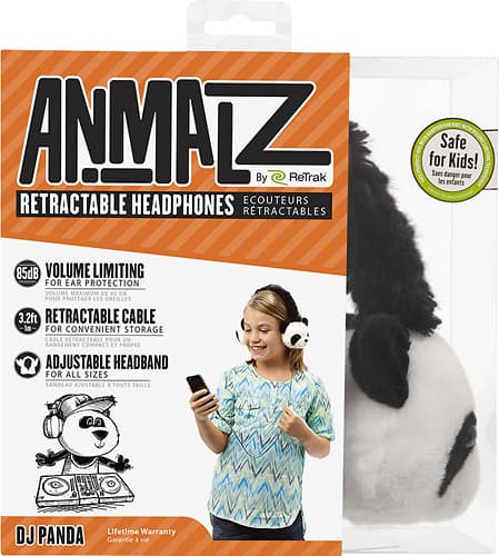 Alt View 12. ReTrak - Animalz Panda Over-the-Ear Headphones - Black/White.
