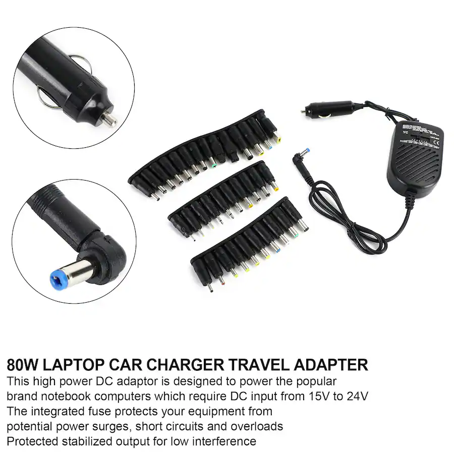 Topteng 80W Universal Laptop Car Charger 12V DC Input 34 Tips Kit With topteng-80w-universal-laptop-car-charger-12v-dc-input-34-tips-kit-with