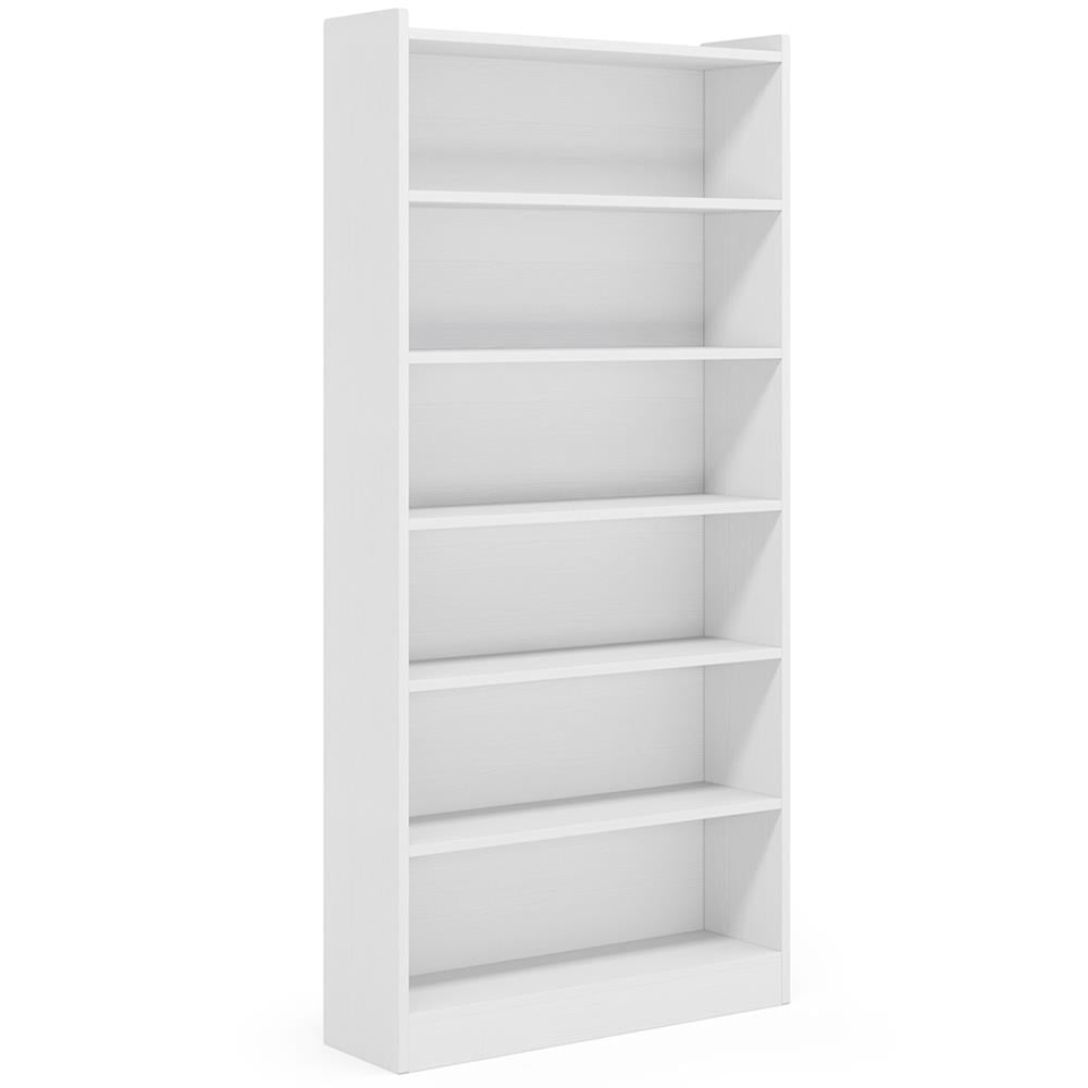 Back. Kadyn - Kadyn Bookshelf Bookcase,Wood Bookcase, 72" Tall Bookshelf with Open Storage Shelves,White(6-Tier) - White.