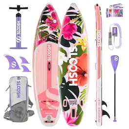 Joyfy - 10'6" Inflatable Stand Up Paddle Board with Premium Accessories, EVA Deck, Pump, Meander SUP for Youth & Adults - Pink