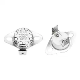 Unique Bargains - KSD301 Thermostat 180°C/356°F 16A Normally Closed N.C Temperature Switch for Microwaves/Oven 2pcs Ceramic - Silver