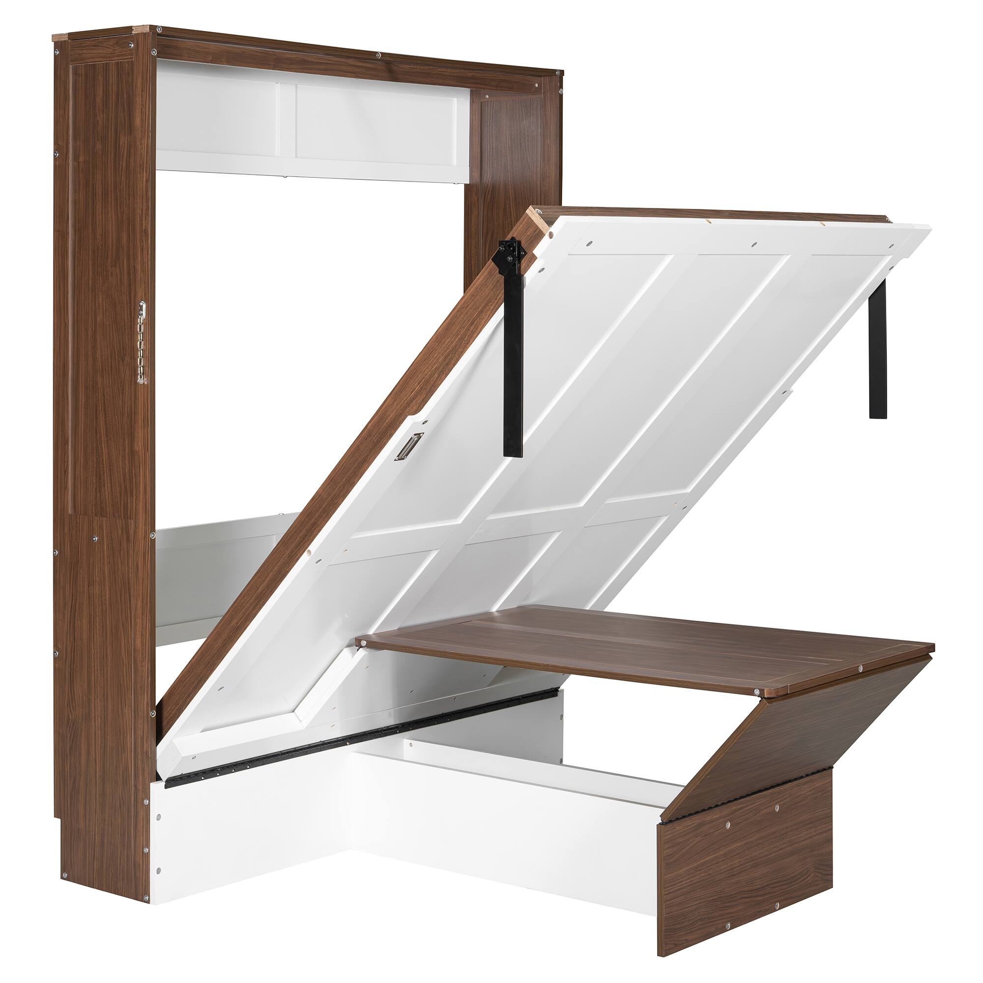 Alt View 4. Anysun - Full Size Murphy Bed with Foldable Desk – Space Saving Wall Bed - White.