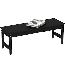 Outsunny - Outdoor Bench Seat, HDPE All-Weather Garden Bench, Backless Slatted Patio Bench for Yard, Porch - Black