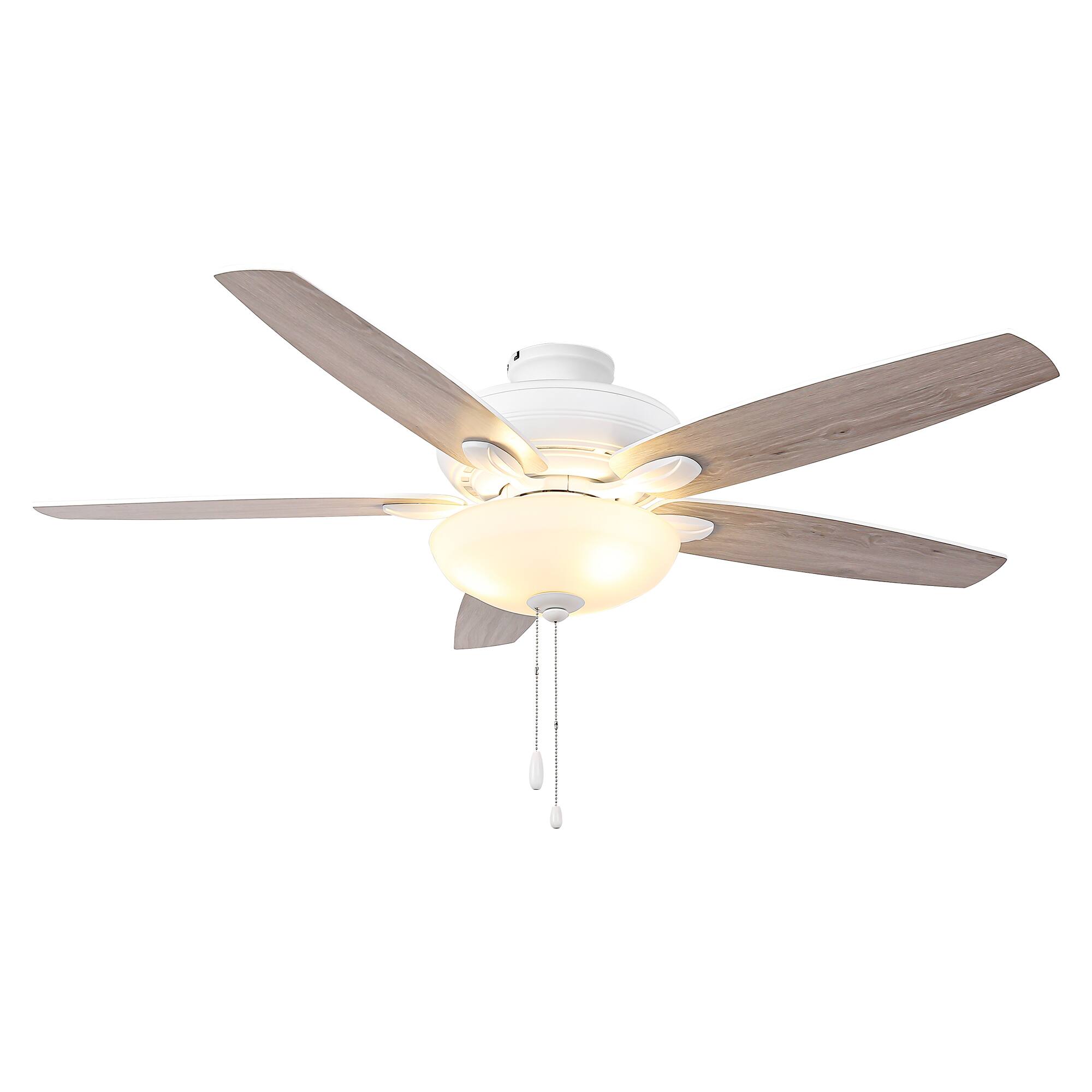 Back. Parrot Uncle - 52" Modern White Dual Mounting Ceiling Fan with Light and Pull Chain - Satin white.