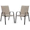 Front. Costway - Costway 2PCS Patio Chairs Dining Chair Deck Yard W/Armrest Gray - Gray.