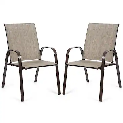 Front. Costway - Costway 2PCS Patio Chairs Dining Chair Deck Yard W/Armrest Gray - Gray.