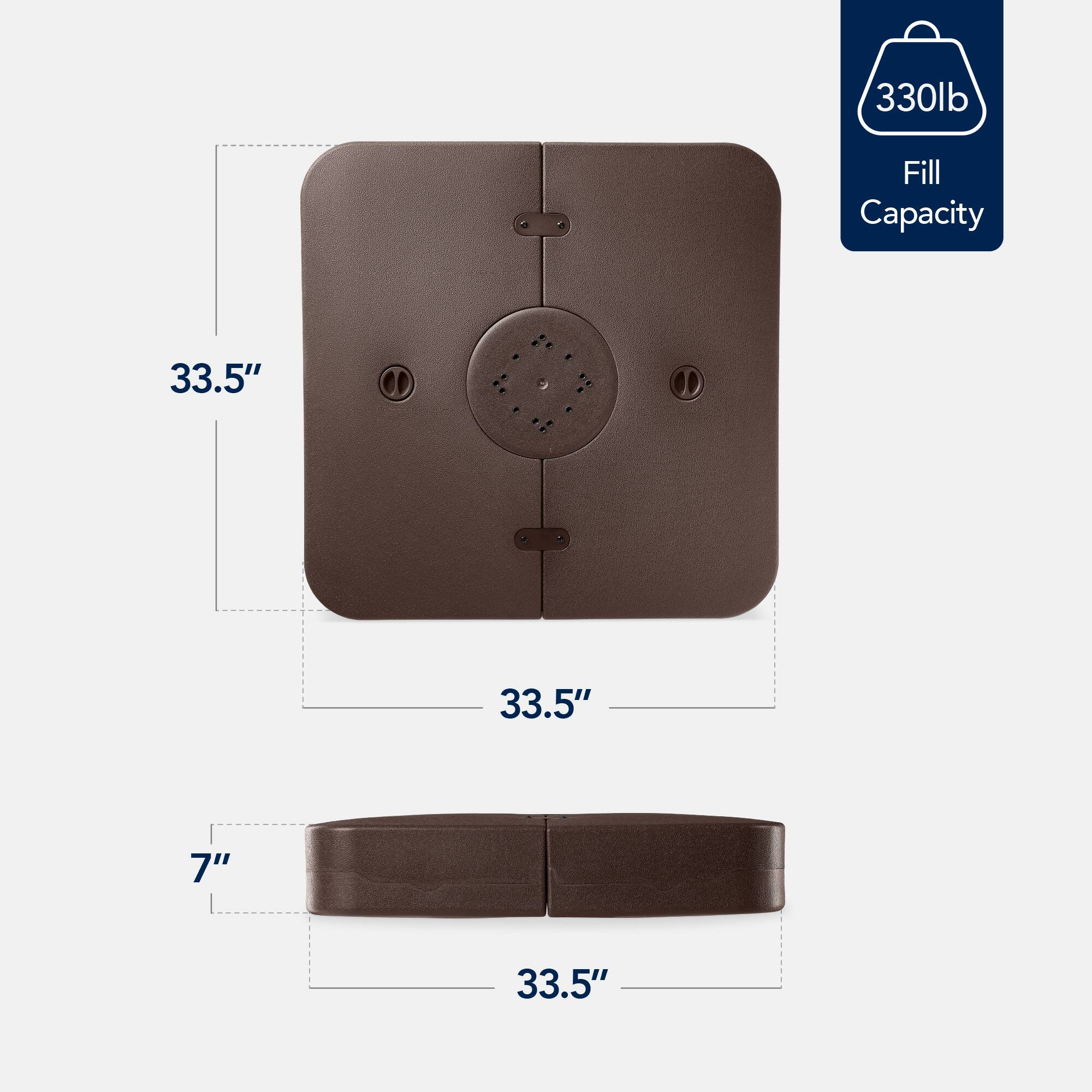 330lb Fill Capacity, 33.5" x 33.5" x 7"