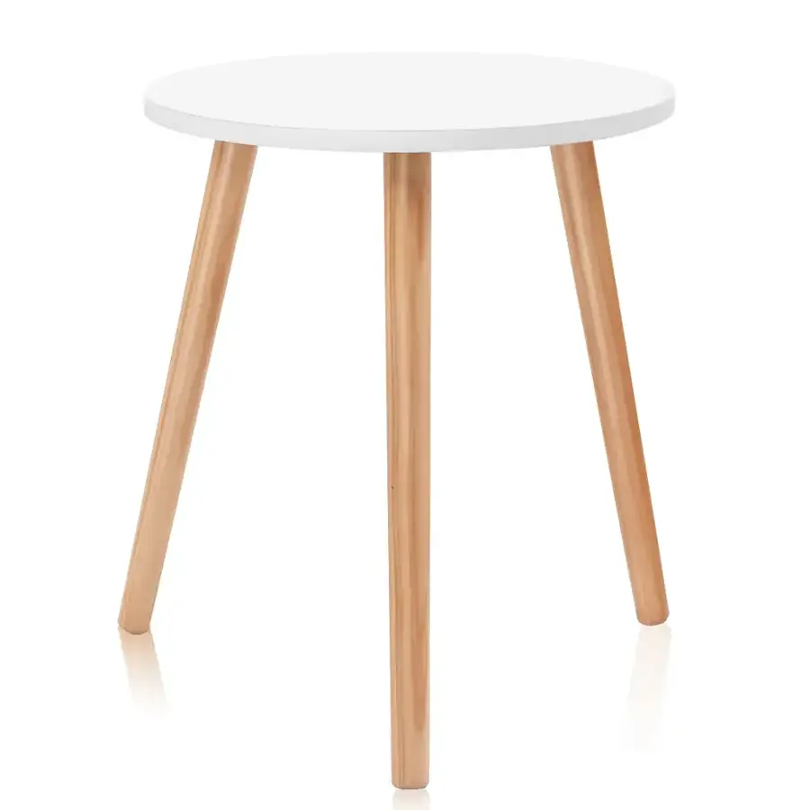 Alt View 16. Costway - Modern Round Coffee Tea Side Sofa Table Living Room Furniture Home Decor - White and Natural.