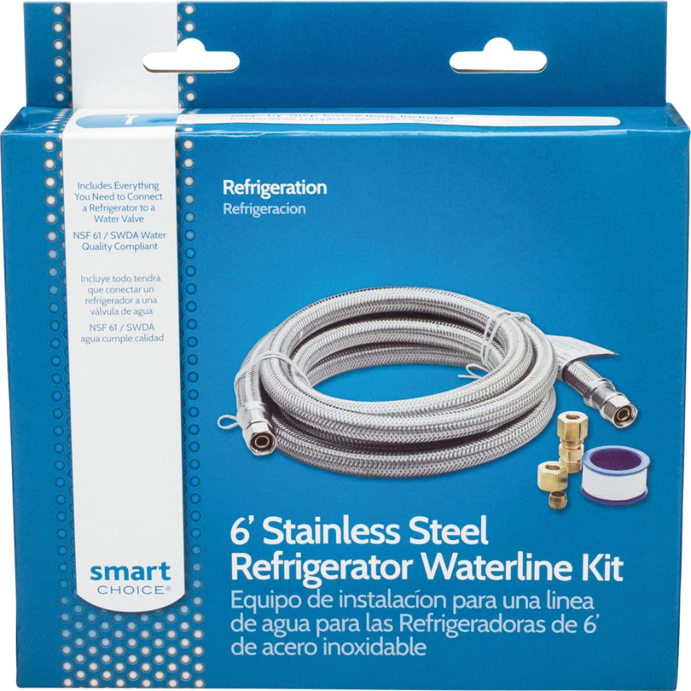 Front. Smart Choice - Stainless-Steel Refrigerator Waterline Kit Required for Hook-Up - Silver.