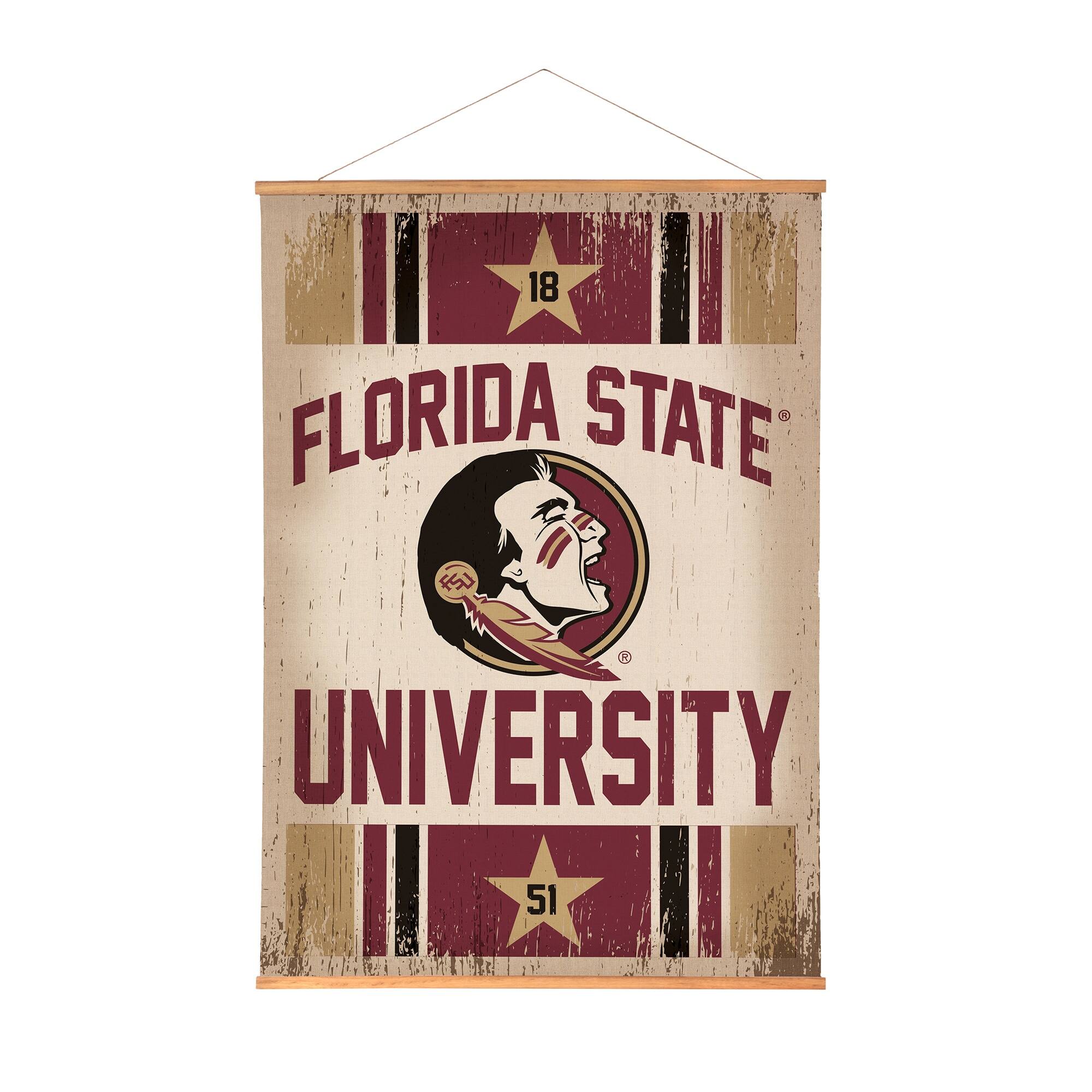 Florida State Seminoles 36" x 54" Large Canvas Wall Art Tapestry with Wood Frame