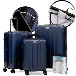 Nonstop - New York 3 Piece Set (20" 24" 28") 4-Wheel Luggage Set + PowerBank & 3 packing cubes - Navy