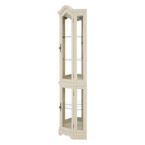 Alt View 4. LUCKY ONE - Freestanding Corner Curio Cabinet with Tempered Glass Shelves LED Light Storage for Collectibles Living Room - White.