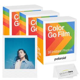Go Color Film, White Frame -48 Films + Quality Photo Microfiber Cloth Compatible with Polaroid Go Cameras)