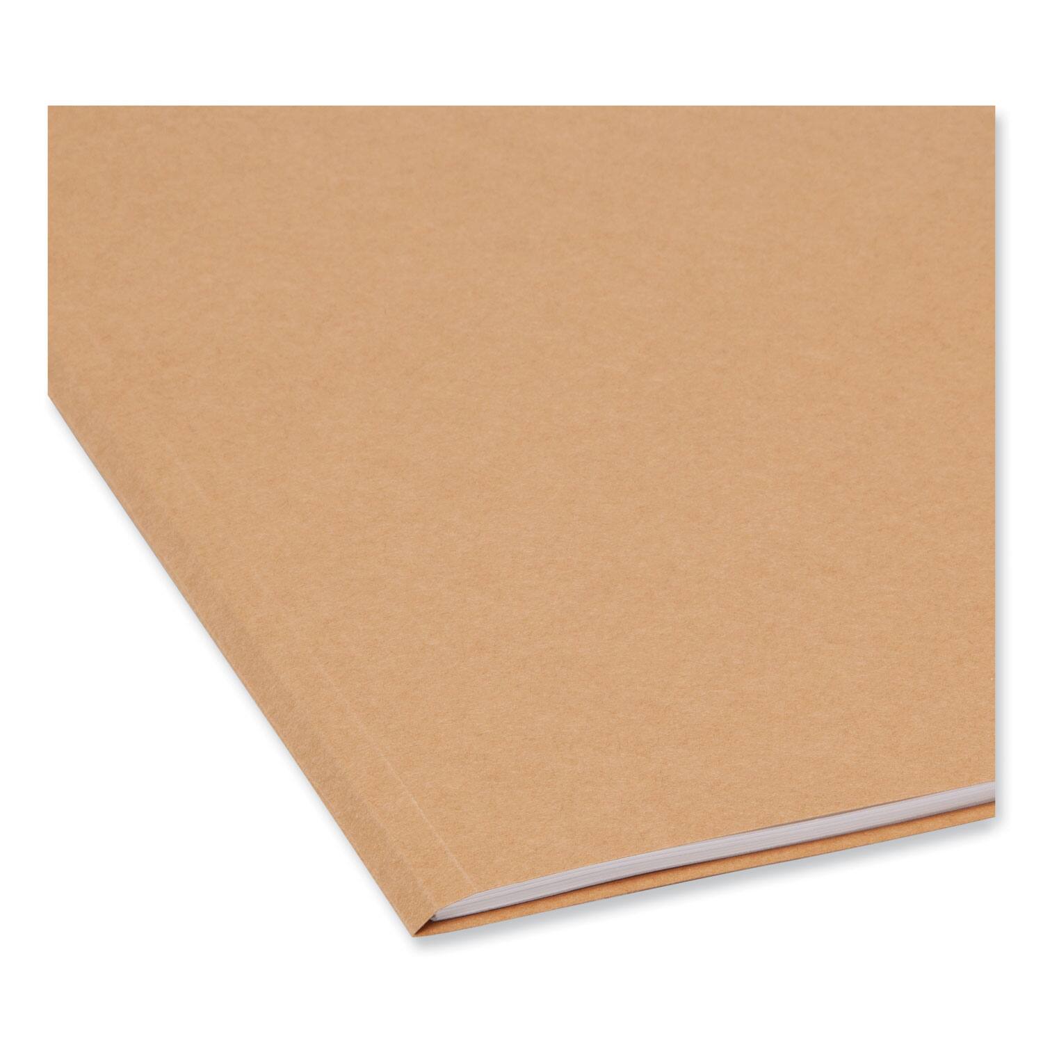 Back. Smead Manufacturing - Reinforced Heavyweight Kraft File Folder, 2/5-Cut Tabs: Right of Center, Letter, 0.75" Expansion, Brown, 100/BX.