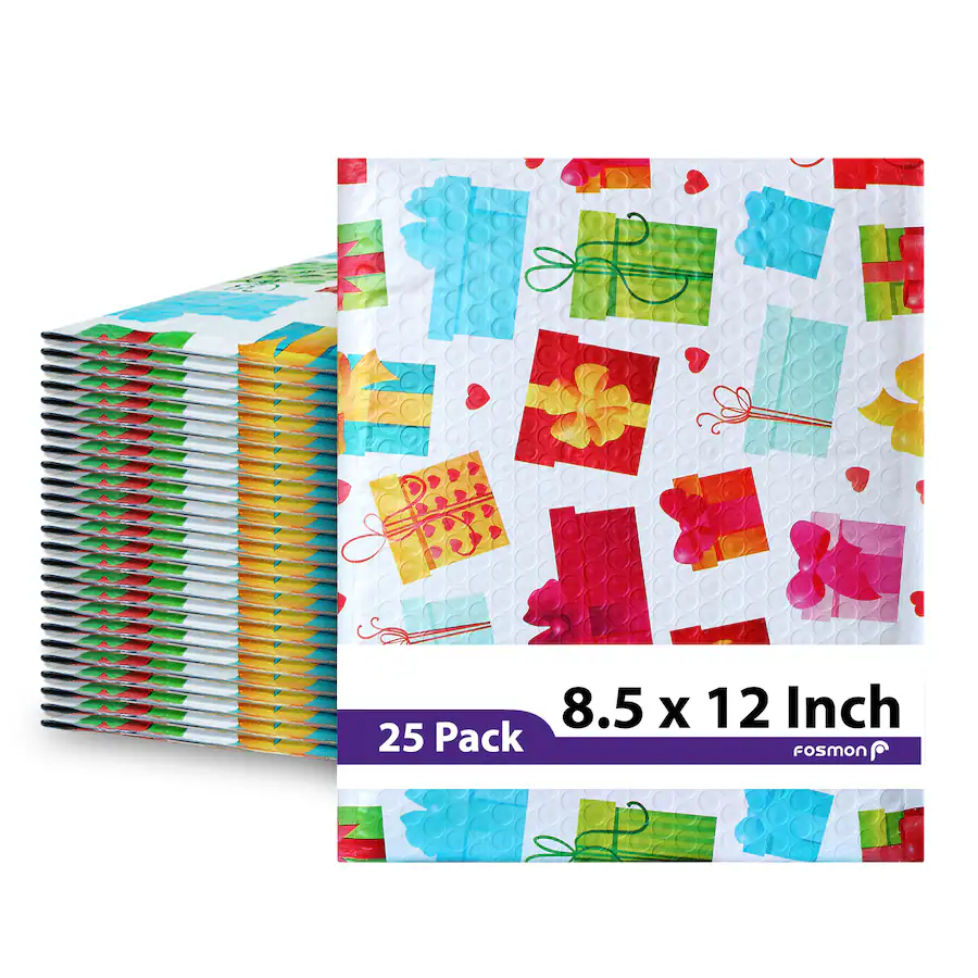 Fosmon 8.5 x 12 25 Pack #2 Gift Wrap Birthday Holiday Poly Bubble ...